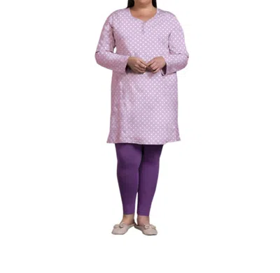 On The Plus Side Cotton Long Sleeve Sleep Top - Plus In Lavender Daisy In Multi