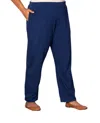 On The Plus Side Cotton Relaxed Plus Size Pants In Navy In Blue