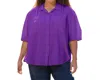 On The Plus Side Cotton Short Sleeve Collar Shirt - Plus In Acai In Multi