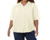 On The Plus Side Cotton Short Sleeve Collar Shirt - Plus In Arctic White In Multi