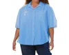 On The Plus Side Cotton Short Sleeve Collar Shirt - Plus In Vista In Blue