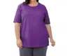 On The Plus Side Cotton Short Sleeve Tee - Plus In Acai In Multi