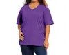 On The Plus Side Cotton Short Sleeve Tee - Plus In Acai In Multi