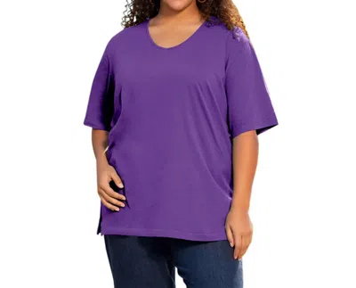 On The Plus Side Cotton Short Sleeve Tee - Plus In Acai In Multi