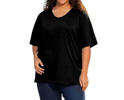 On The Plus Side Cotton Short Sleeve Tee - Plus In Black