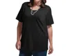 On The Plus Side Solid Short Sleeve U-neck Tee - Plus In Black In Black