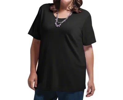 ON THE PLUS SIDE COTTON SHORT SLEEVE TEE - PLUS IN BLACK