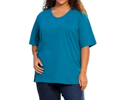 On The Plus Side Cotton Short Sleeve Tee - Plus In Ocean Depths In Blue