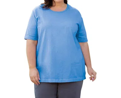 On The Plus Side Cotton Short Sleeve Tee - Plus In Vista In Blue