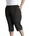 On The Plus Side Cotton Stretch Twill Crop Pants - Plus In Black In Black
