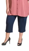 On The Plus Side Cotton Stretch Twill Crop Pants - Plus In Navy In Blue