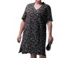 On The Plus Side Cotton Ultra Soft Short Sleeve Sleep Tee - Plus In Black Ditsy Floral In Multi