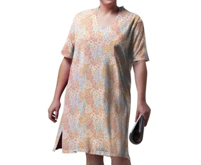On The Plus Side Cotton Ultra Soft Short Sleeve Sleep Tee - Plus In Ditzy Patchwork Floral In Multi