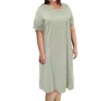 On The Plus Side Cotton Ultra Soft Short Sleeve Sleep Tee - Plus In Sage Green In Green