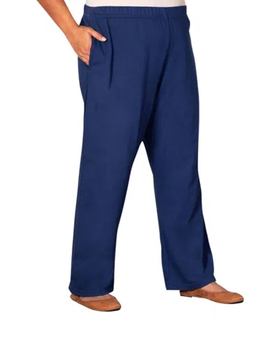 On The Plus Side Cotton Wide Leg Pants - Plus In Navy In Blue