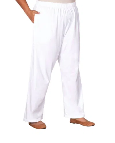 On The Plus Side Cotton Wide Leg Pants - Plus In White