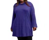 On The Plus Side Cowl Neck Turtleneck Tunic - Plus In Blueberry
