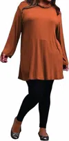 On The Plus Side Cowl Neck Turtleneck Tunic - Plus In Spice