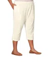 On The Plus Side Crinkle Cotton Crop Pants - Plus In Arctic White In Multi
