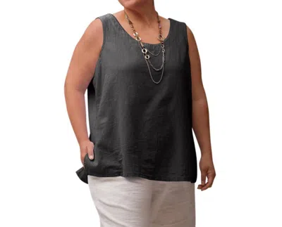 On The Plus Side Crinkle Cotton Sleeveless Top - Plus In Black
