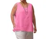 On The Plus Side Crinkle Cotton Sleeveless Top - Plus In Zephyr In Pink