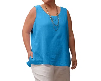 On The Plus Side Crinkle Cotton Sleeveless Top - Plus In Celestial In Multi