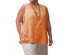On The Plus Side Crinkle Cotton Sleeveless Top - Plus In Nala Orange In Multi