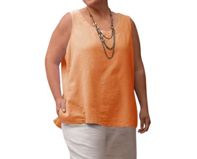 On The Plus Side Crinkle Cotton Sleeveless Top - Plus In Nala Orange In Multi