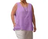 On The Plus Side Crinkle Cotton Sleeveless Top - Plus In Urchin In Purple