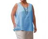 On The Plus Side Crinkle Cotton Sleeveless Top - Plus In Vista In Multi