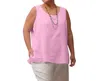 On The Plus Side Crinkle Cotton Sleeveless Top - Plus In Zephyr In Multi