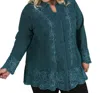 On The Plus Side Dartmouth Long Sleeve Embroidered Tunic - Plus In Deep Sea In Green