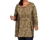 On The Plus Side Des Fleurs Babydoll Long Sleeve Top - Plus In Autumn Grape Vine In Green