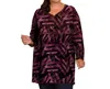 On The Plus Side Des Fleurs Babydoll Long Sleeve Top - Plus In Purple Stripes In Multi
