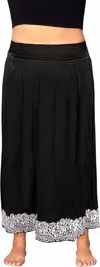 On The Plus Side Embroidered Maxi Skirt - Plus In Black White In Black