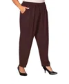 On The Plus Side Essential Tailored Rayon Pants - Plus In Cocoa In Brown