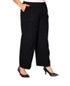 On The Plus Side Essential Wide Leg Rayon Pants - Plus In Black In Black