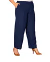 On The Plus Side Essential Wide Leg Rayon Pants - Plus In Navy In Blue