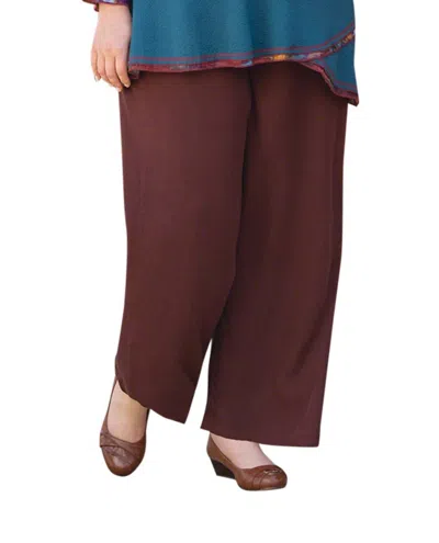 On The Plus Side Essential Wide Leg Rayon Pants - Plus In Cocoa In Multi