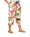 On The Plus Side Ibiza Crop Pants - Plus In Ivory Palms In Multi