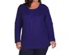On The Plus Side Jersey Long Sleeve U-neck Tee - Plus In Blueberry In Blue