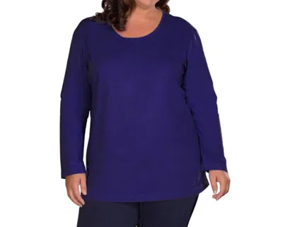 On The Plus Side Jersey Long Sleeve U-neck Tee - Plus In Blueberry