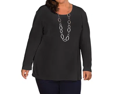 On The Plus Side Jersey Long Sleeve U-neck Tee - Plus In Black