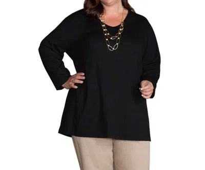 On The Plus Side Jersey Long Sleeve V-neck Tee - Plus In Black