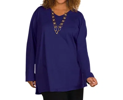 On The Plus Side Jersey Long Sleeve V-neck Tee - Plus In Blueberry