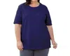 On The Plus Side Jersey U-neck Short Sleeve Tee - Plus In Blueberry
