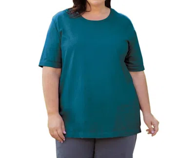 On The Plus Side Jersey U-neck Short Sleeve Tee - Plus In Deep Sea In Grey