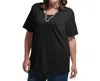 On The Plus Side Solid Short Sleeve U-neck Tee - Plus In Black In Black