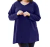 On The Plus Side Jersey V-neck Long Sleeve Tunic - Plus In Blueberry In Blue