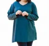 On The Plus Side Jersey V-neck Long Sleeve Tunic - Plus In Deep Sea In Blue